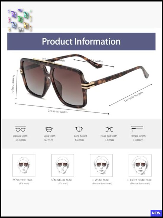 Oversized Square Sunglasses Retro Trendy Designer Big Rectangle Wrap Around